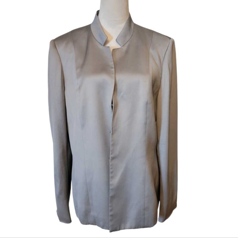 Talbots‎ Gray Silk Blazer Jacket Size 14